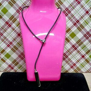 Nine West Silver Tone & Black Choker Necklace Jewelry #91